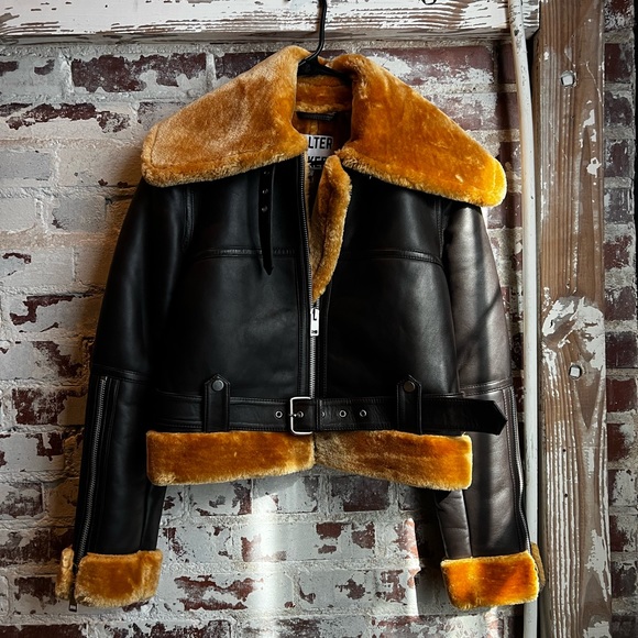 🏁 Walter Baker Mandie Coffee & Honey Genuine Leather Jacket / Coat 🍯🧸🔥 - Picture 2 of 11